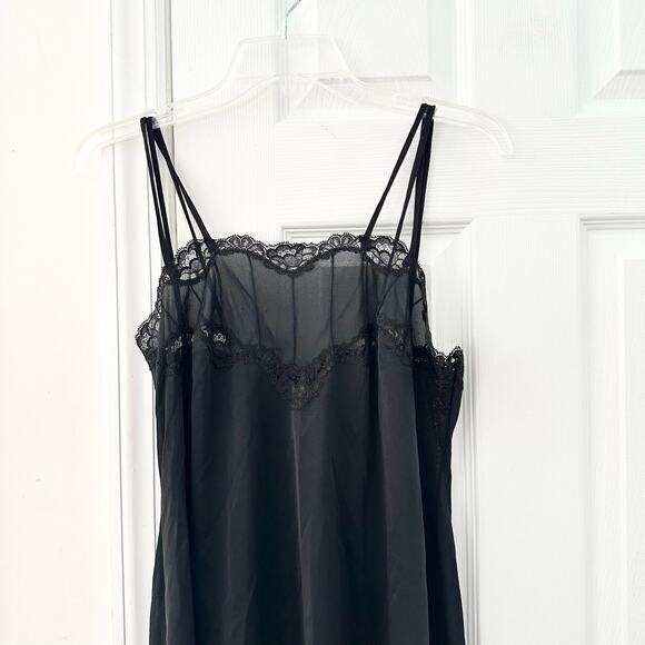 Lux Lux Designed by Hardy Amies England Designer Black Sheer Long Slip High Slit - Picture 2 of 14